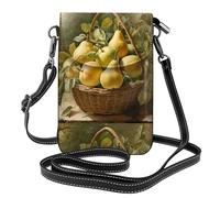 YYHHAOFA Piccola borsa per cellulare 19,3 x 12,4 cm, con immagine di pere nel cestino, in pelle, a tracolla, custodia per telefono da donna, perfetta per passeggiate, campeggio