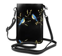 YYHHAOFA Piccola borsa per cellulare 19,3 x 12,4 cm, con uccelli che canticchiano sui rami di salice, custodia a tracolla in pelle per donne, perfetta per passeggiate e campeggio, colore nero