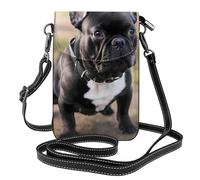 YYHHAOFA Piccola borsa per cellulare 19,3 x 12,4 cm, immagine di bulldog francese, in pelle, con patta a tracolla, custodia per telefono da donna, perfetta per passeggiate e campeggio, colore nero