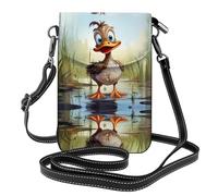 YYHHAOFA Piccola borsa per cellulare 19,3 x 12,4 cm, in pelle con immagine di anatra selvatica, custodia a tracolla per donne, perfetta per passeggiate, campeggio, nero
