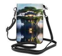 YYHHAOFA Piccola borsa per cellulare 19,3 x 12,4 cm, isola galleggiante sull'acqua, in pelle, a tracolla, custodia per telefono da donna, perfetta per passeggiate, campeggio, colore nero