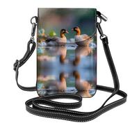 YYHHAOFA Piccola borsa per cellulare 19,3 x 12,4 cm, una coppia di anatre mandarino in pelle con immagine di anatre mandarine, custodia per telefono da donna, perfetta per passeggiate, campeggio, nero