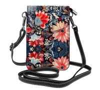 YYHHAOFA Piccola borsa per telefono cellulare 19,3 x 12,4 cm astratta tintura a cera fiori immagine in pelle a tracolla custodia per telefono per donne, perfetta per passeggiate, campeggio
