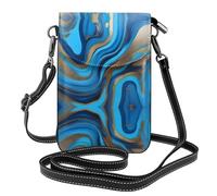 YYHHAOFA Piccola borsa per telefono cellulare 19,3 x 12,4 cm, blu astratto flusso immagine in pelle a tracolla custodia per telefono per donne, perfetta per passeggiate, campeggio
