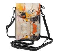 YYHHAOFA Piccola borsa per telefono cellulare 19,3 x 12,4 cm con frammenti espressionisti astratti immagine in pelle a tracolla custodia per telefono da donna, perfetta per passeggiate, campeggio