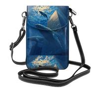 YYHHAOFA Piccola borsa per telefono cellulare 19,3 x 12,4 cm, con immagine di balena nel grattacielo, in pelle, custodia per telefono da donna, perfetta per passeggiate, campeggio