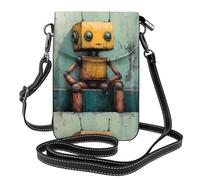 YYHHAOFA Piccola borsa per telefono cellulare 19,3 x 12,4 cm con immagine di robot solitario in pelle a tracolla con patta custodia per telefono per donne, perfetta per passeggiate, campeggio