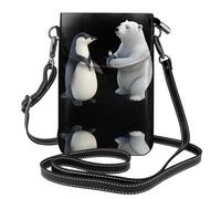 YYHHAOFA Piccola borsa per telefono cellulare 19,3 x 12,4 cm, con immagine di un grande orso che scorta, piccolo pinguino, in pelle, custodia a tracolla per donne, perfetta per passeggiate e campeggio