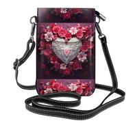 YYHHAOFA Piccola borsa per telefono cellulare 19,3 x 12,4 cm San Valentino amore cuore immagine cuoio crossbody Flap custodia per telefono per le donne, perfetta per passeggiate, campeggio