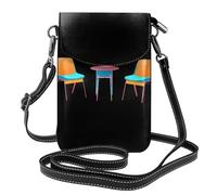 YYHHAOFA Piccola borsa per telefono cellulare 19,3 x 12,4 cm, tre sedie colorate con immagine in pelle a tracolla custodia per telefono per donne, perfetta per passeggiate, campeggio