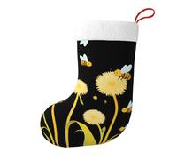 YYHHAOFA Piccole api sui denti di leone immagine calze di Natale calza festival grande capacità stampato calzini decorazione