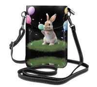 YYHHAOFA Piccolo coniglio che gioca felicemente la piccola borsa del telefono di vibrazione della borsa a tracolla delle donne di cuoio del modello, impermeabile