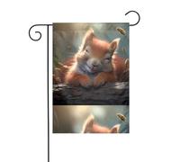 YYHHAOFA Piccolo scoiattolo in un sogno stampato asta da giardino decorazione cortile esterno su entrambi i lati 30,5 x 45,7 cm