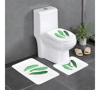 YYHHAOFA Piume galleggianti verdi stampate antiscivolo tappetino tre pezzi set bagno tappeto antiscivolo durevole