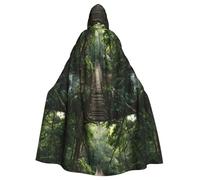 YYHHAOFA Ponte sospeso nel modello della foresta pluviale Halloween adulto con cappuccio mantello uomo e donna abbigliamento mantello gioco di ruolo