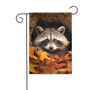 YYHHAOFA Raccoon in The Fall Tree Hole stampato asta bandiera giardino decorazione cortile esterno fronte retro 30,5 x 45,7 cm