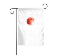 YYHHAOFA Rara luna rossa stampata asta bandiera giardino decorazione cortile esterno double face 30,5 x 45,7 cm