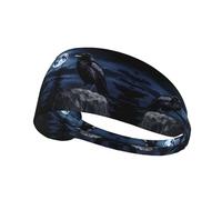YYHHAOFA Raven in the Night, fascia elastica estiva da donna, a prova di sudore, con motivo "Raven in the Night"