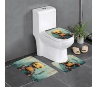 YYHHAOFA Robot solitario stampato antiscivolo tappetino tre pezzi set bagno tappeto antiscivolo durevole