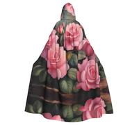 YYHHAOFA Rose rosa che stampano il mantello con cappuccio adulto di Halloween senza cerniera, comodo per le feste in costume