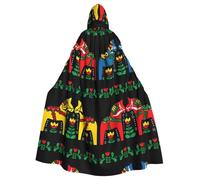 YYHHAOFA Runner svedese Dala Horse Folk Stampe mantello con cappuccio - Extra Large Cozy Throw per Halloween Costume & Cosplay