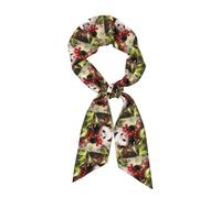 YYHHAOFA Sciarpa da donna alla moda Picking Cherry Panda stampa raso foulard chic cravatta, sciarpa per capelli, braccialetto