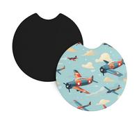 YYHHAOFA Set di 2 sottobicchieri con stampa di aeromobili della guerra mondiale, impermeabili, ad asciugatura rapida, inodore, per la maggior parte delle auto, camion, SUV