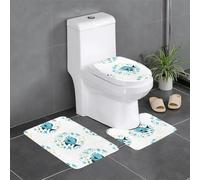 YYHHAOFA Set di 3 tappetini da bagno con motivo pesce nei frammenti, antiscivolo, asciugatura rapida