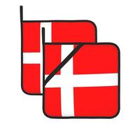 YYHHAOFA Set di due tappetini quadrati con motivo bandiera danese della Danimarca, isolati, ispessiti, impermeabili, facili da pulire