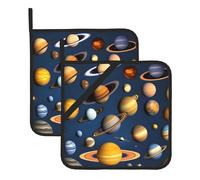 YYHHAOFA Set di due tappetini quadrati con motivo pianeti del sistema solare, isolato, ispessito, impermeabile, facile da pulire