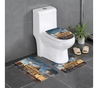 YYHHAOFA Set di tappeti da bagno antiscivolo con immagine di San Pietro, 3 pezzi, tappetini ovali e rettangolari per WC, toeletta e servizi igienici