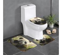 YYHHAOFA Set di tappeti da bagno antiscivolo con immagine di un piccolo panda, 3 pezzi, tappetini ovali e rettangolari per WC, toeletta e servizi igienici