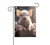 YYHHAOFA Simpatico giovane maiale stampato asta da giardino decorazione cortile esterno su entrambi i lati 30,5 x 45,7 cm