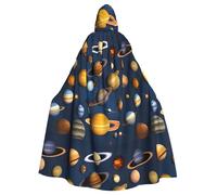 YYHHAOFA Solar System Planets Prints Mantello con cappuccio - Coperta lunga in poliestere per cosplay e Halloween