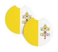 YYHHAOFA Sottobicchieri per auto con stampa della bandiera del Vaticano, resistenti, impermeabili ed eleganti, protezione per portabicchieri, confezione da 2