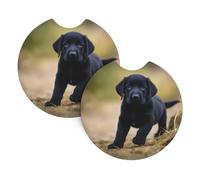 YYHHAOFA Sottobicchieri per auto con stampa di cucciolo di labrador nero, confezione da 2, durevoli, impermeabili ed eleganti