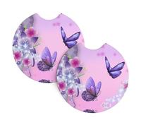 YYHHAOFA Sottobicchieri viola con farfalle stampate, confezione da 2, eleganti protezioni per bevande: mantiene la tua corsa pulita e fresca!
