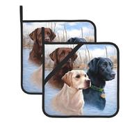 YYHHAOFA Sottovaso quadrato con stampa Labrador Retrievers, 2 pezzi, spesso, resistente, per isolamento termico, per microonde, forno e grigliate all'aperto