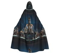 YYHHAOFA Splendida fontana Stampe Halloween Adulto Mantello con Cappuccio per Festa Decorazione Cosplay Costumi Stage Masquerade