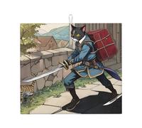 YYHHAOFA Tappetino assorbente da cucina con immagine di gatto che trasporta spada: antiscivolo, tappetino reversibile per scolapiatti regalo per nuove case, ristrutturazioni, Natale, festa della mamma