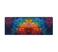 YYHHAOFA Tappetino per mouse extra large con frammenti di arcobaleno e squame di pesce, tastiera da gioco antiscivolo per computer e ufficio, versione ispessita, 30,5 x 80 cm