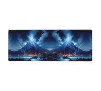 YYHHAOFA Tappetino per mouse extra large con motivo vulcano blu, tastiera da gioco antiscivolo per computer, ufficio, versione ispessita, 30,5 x 80 cm