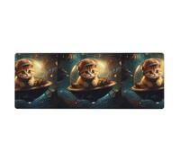YYHHAOFA Tappetino per mouse extra large stampato con gattino in Ufo, tastiera da gioco antiscivolo per computer e ufficio, versione ispessita, 30,5 x 80 cm