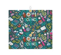 YYHHAOFA Tappetino scolapiatti da cucina con stampa a tema scienza dei cartoni animati, in microfibra altamente assorbente, copertura antiscivolo, strato ad asciugatura rapida con stampa resistente