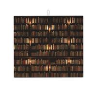 YYHHAOFA Tappetino scolapiatti da cucina con stampa di libri per biblioteca, coperta in microfibra altamente assorbente, copertura antiscivolo per piatti, stampa resistente allo sbiadimento e