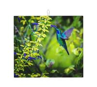 YYHHAOFA Tappetino scolapiatti da cucina con stampa floreale colibrì, in microfibra altamente assorbente, antiscivolo, strato ad asciugatura rapida con stampa resistente allo sbiadimento