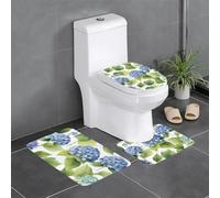 YYHHAOFA Tappeto da bagno antiscivolo stampato ad acquerello ortensia set da tre pezzi antiscivolo durevole
