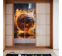 YYHHAOFA Tenda con immagine di basket sul fuoco e fiamma d'acqua, 2 pezzi, giunta, 86,4 x 142,2 cm, buona drappeggio, liscia e non si stropiccia facilmente, tende in tessuto, divisori per stanze