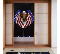 YYHHAOFA Tenda stampata con aquila patriottica con bandiera USA, due pezzi, 86,4 x 142,2 cm, tende in tessuto, lisce e non si stropicciano facilmente
