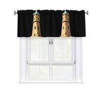 YYHHAOFA Tende corte con mantovana 137,2 x 45,7 cm, farfalla sulla parte superiore, immagine della torre per cucina, bagno, camera da letto, studio, si adattano alla maggior parte delle aste per tende